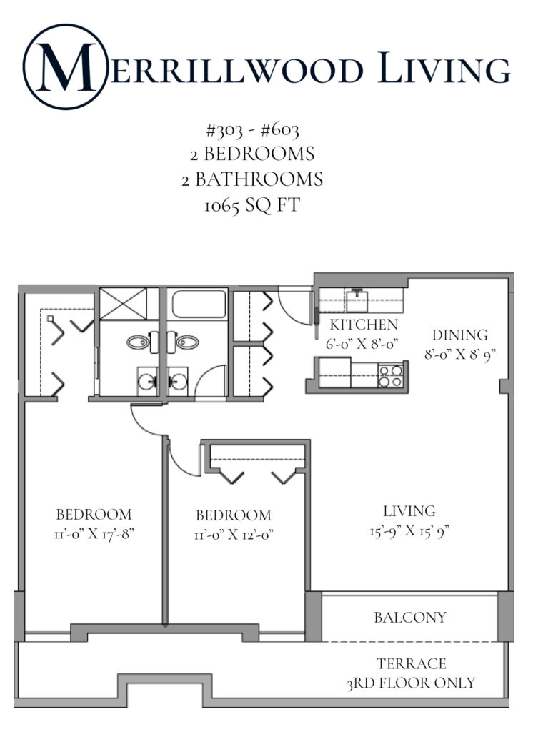 2 Bedroom 2 Bathroom Apartment Floor Plan