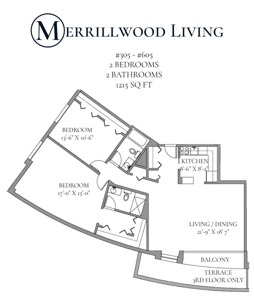 2 Bedroom 2 Bathroom Apartment Floor Plan